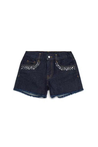 MARNI SHORTS IN DENIM SCURO CON RHINESTONES