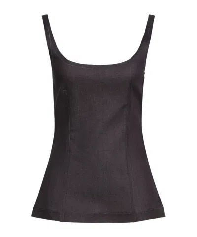 Marni Dark Denim Vest In Brown