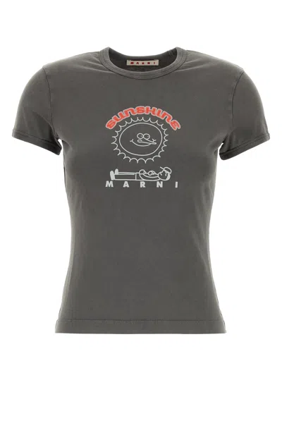 Marni Dark Grey Cotton T-shirt In Gray