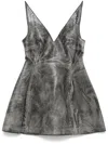 Marni Washed Leather Mini Flared Dress In Dark Grey