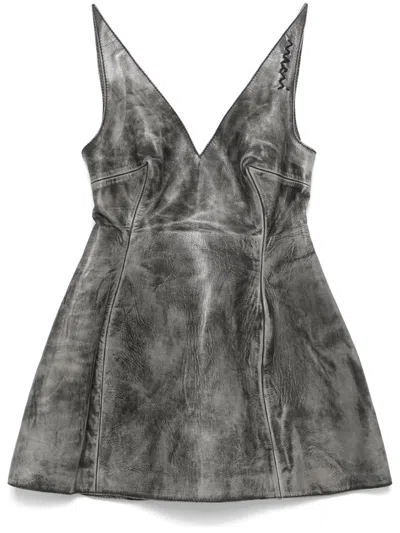 MARNI DARK GREY FLARED MINI DRESS