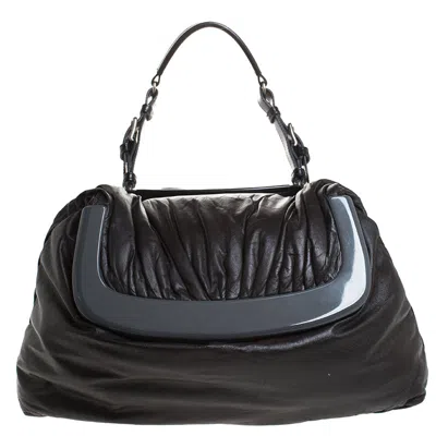 Marni Dark Grey Soft Leather Frame Flap Shoulder Bag In Gray