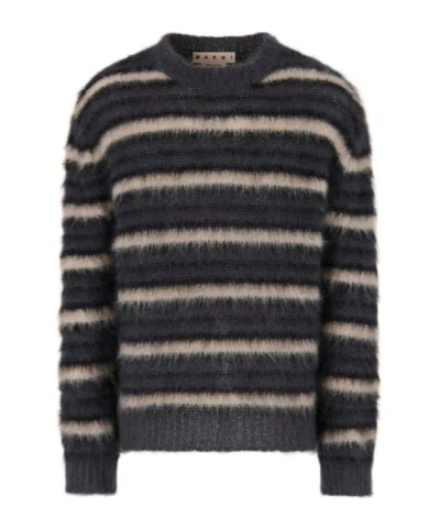 Marni Dark Grey Striped Mohair Jumper
