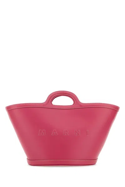 Marni Small Tropicalia Leather Handbag 21cm X 27cm X 13cm In Pink