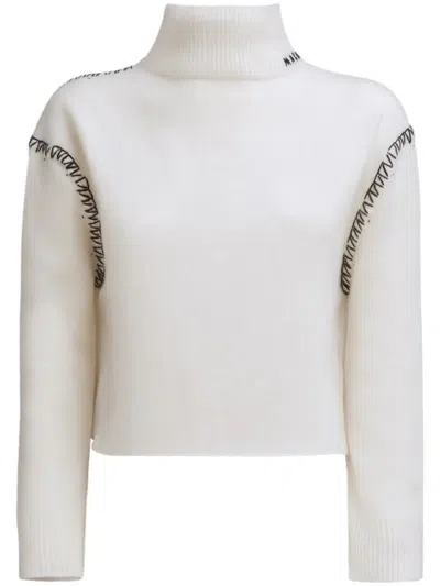 Marni Stitched Detail Cropped Cardigan In White
