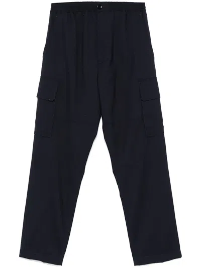 Marni Decorative-stitching Virgin-wool Cargo Pants In Blue