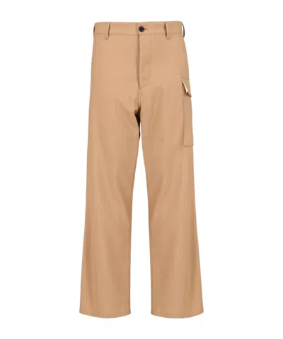 Marni Decorative-stitching Wide-leg Trousers In Nude