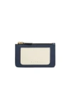 Marni Deep Blue Cream And Green Saffiano Leather Card Case In Black