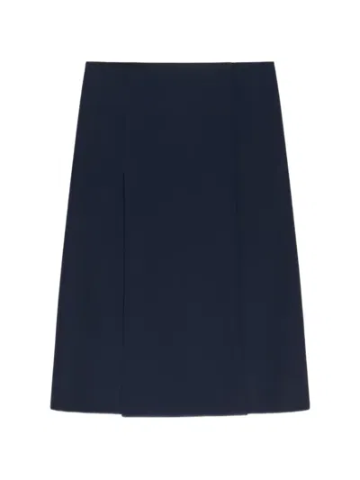 Marni Deep Blue Techno Wool Skirt With Pleats