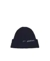 Marni Deep Blue Wool-cashmere Beanie With  Mending