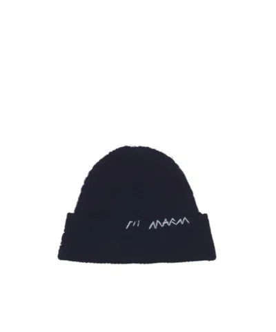 Marni Deep Blue Wool-cashmere Beanie With  Mending