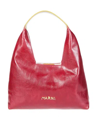 Marni Deep Burgundy Glossy Mini Bag In Red