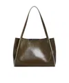 Marni Deep Green Leather Cresta E/w Small Tote Bag In Green