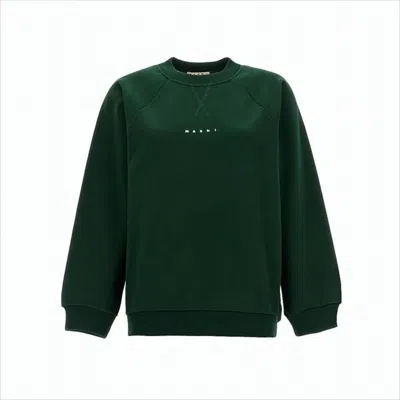 Marni Deep Green Long-sleeve Sweatshirt In White