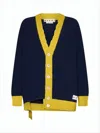 Marni Deep V-neck Cardigan With Contrasting Ribbed Trim In White