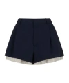 Marni Deep Blue Wool Shorts With Visible Lining