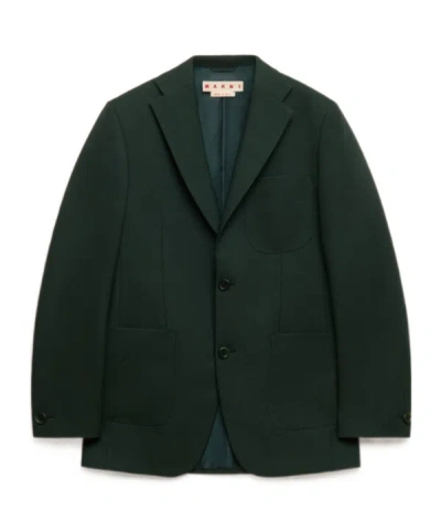 MARNI DEEP-GREEN TECHNO-FABRIC JACKET
