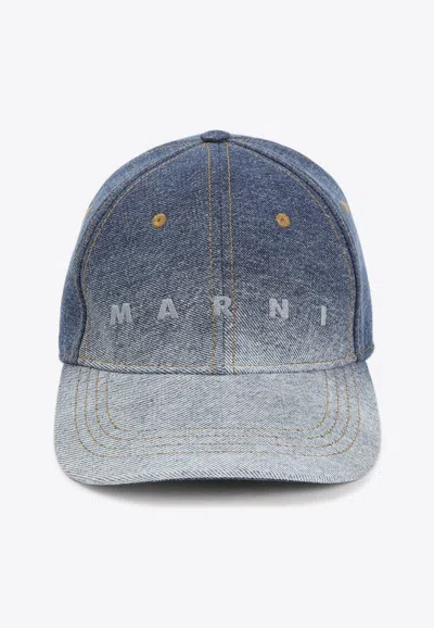 Marni Degrade Denim Logo Baseball Cap In Blue