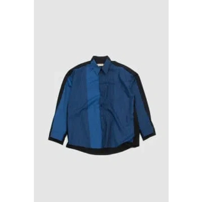 Marni Men's Degrade Striped Wool Overshirt In Dark/blue