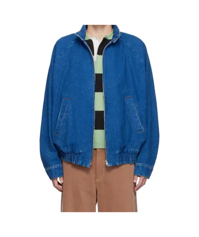 Marni Denim Bomber Jacket In Blue