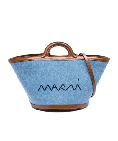 Marni Denim Bucket Bag In Blue