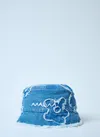 Marni Light Blue Denim Bucket Hat With Dillies Patch Details In Blue