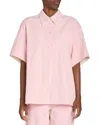 Marni Denim Cocoon Button Front Shirt In Pink