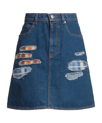 Marni Denim Flared Skirt In Blue