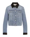 Marni Deep Blue Cotton Washed Bull Denim Trucker Cropped Jacket In Gray