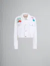 MARNI DENIM JACKET WITH FLOWERS PATCHES