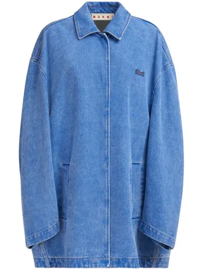 Marni Denim Jacket With Patch In Blue