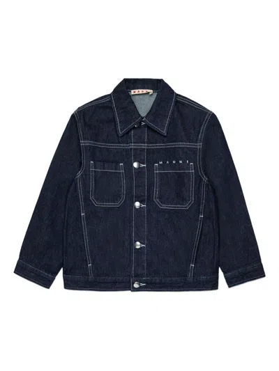 Marni Kids' Denim Jacket With Pockets In Blue