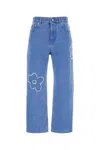 Marni Denim Jeans Featuring Floral Appliqué In Cobalt