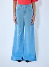 Marni Denim Boyfriend Jeans With Floral Embroidery In Blue