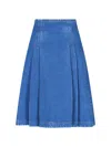 Marni Denim High Waist Midi Skirt With Pleated Detail