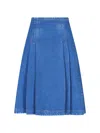 Marni Denim High Waist Midi Skirt With Pleated Detail