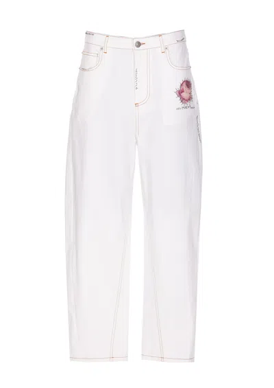 MARNI DENIM PANTS WITH FLOWER PATCH