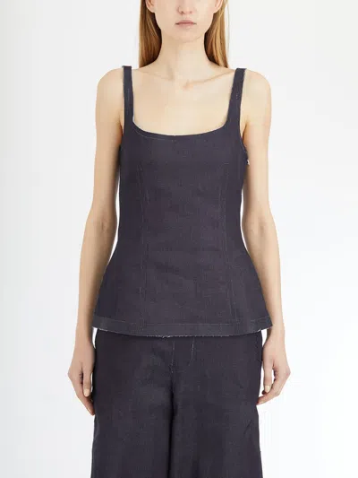 Marni Denim Shaped Top In Animal Print
