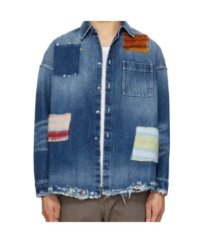 MARNI MARNI PATCHWORK DETAILED DENIM SHIRT