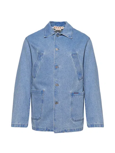 Marni Denim Shirt Jacket In Blue