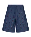 Marni Embellished Denim Shorts In Blue