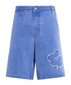 Marni Denim Shorts With Distressed And Elastic Waistband In Blue
