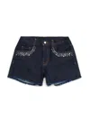 Marni Dark Denim Shorts With Rhinestones In Blue