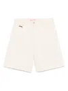 Marni Logo Plaque Denim Shorts In Neutrals