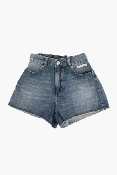Marni Denim Shorts With Elastic Waistband In Blue