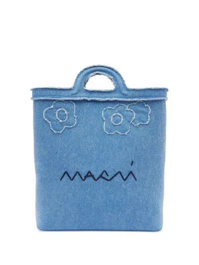 Marni Denim Tote Bag In 蓝色