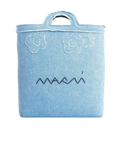 Marni Denim Tote Bag In Blue