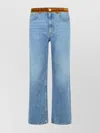 Marni Denim Trousers With Floral Patch Detail In Blue