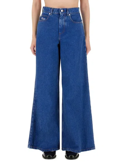 Marni Denim Wide Leg Jeans In Sturdy Cotton In Blue