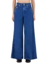 Marni Denim Wide Leg Mid Rise Jeans In Blue